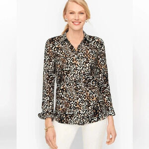 NWT TALBOTS CLASSIC COTTON SHIRT - LEOPARD 1X